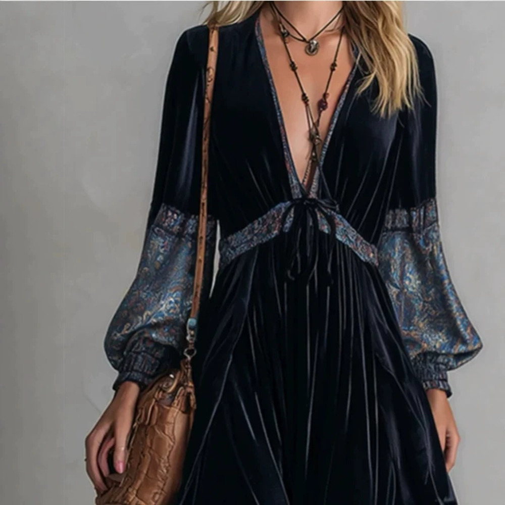 H&M Retro Style Printed Collared Maxi Dress